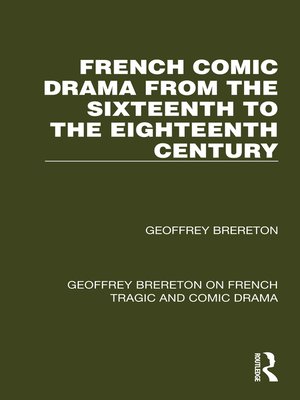 cover image of French Comic Drama from the Sixteenth to the Eighteenth Century